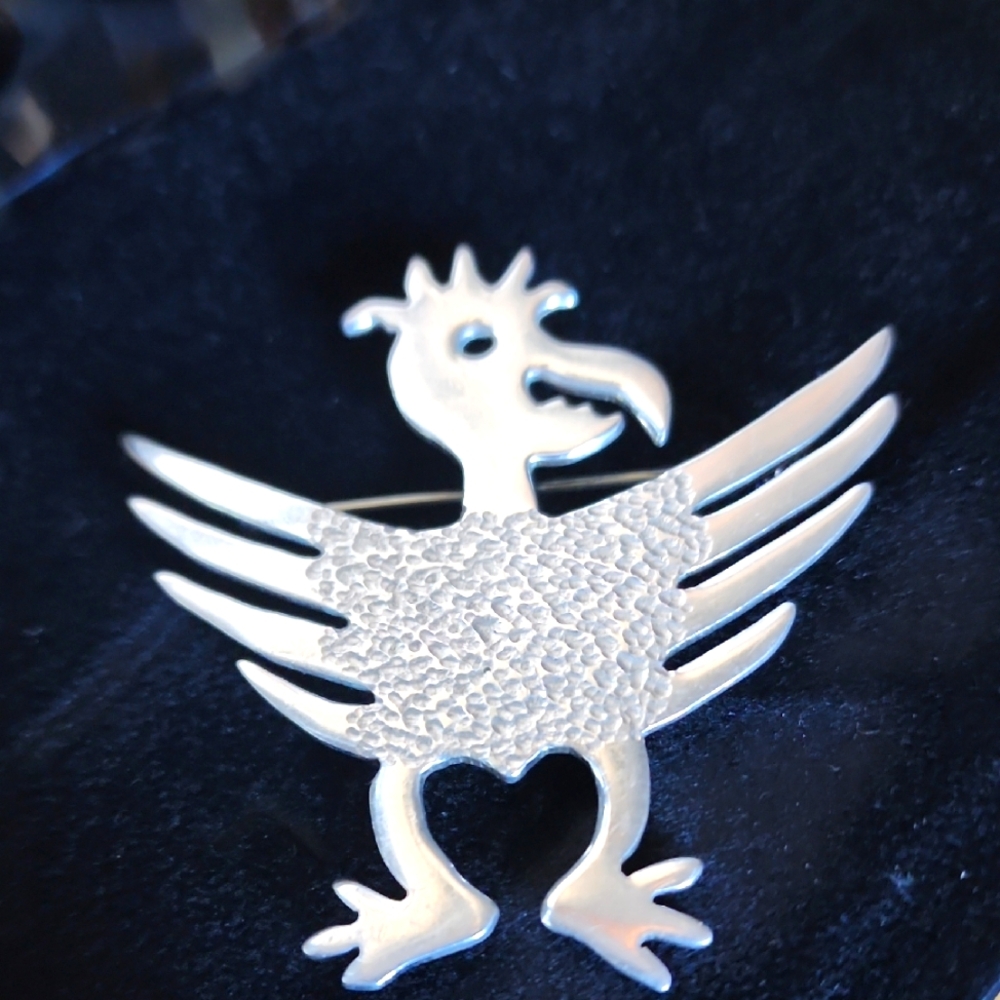 BROOCH!  Leitz sterling silver prehistoric Bird Brooch SIGNED